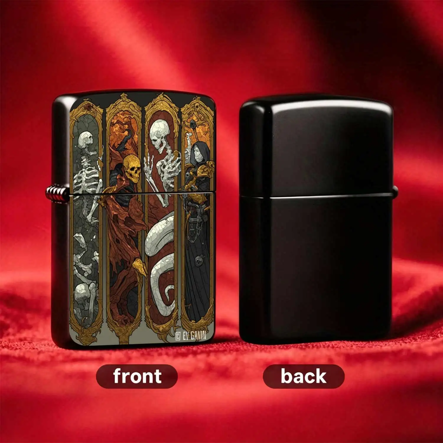 Vintage Gothic Skull Themed Flip-top Metal Windproof Lighter, Refillable & Reusable, Exquisite Dark Art Print Portable Pocket Lighter, Ideal for Daily Play, Collection, Trendy Personalized Travel and Carry Humorous and Fun Lighter