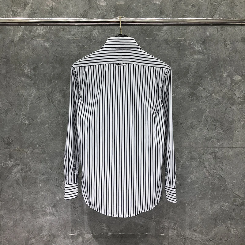  Black and White Stripe Shirts Men's Korean Fashion Brand Spring and Autumn Slim fit Handsome Casual Hong Kong Sle Trendy...