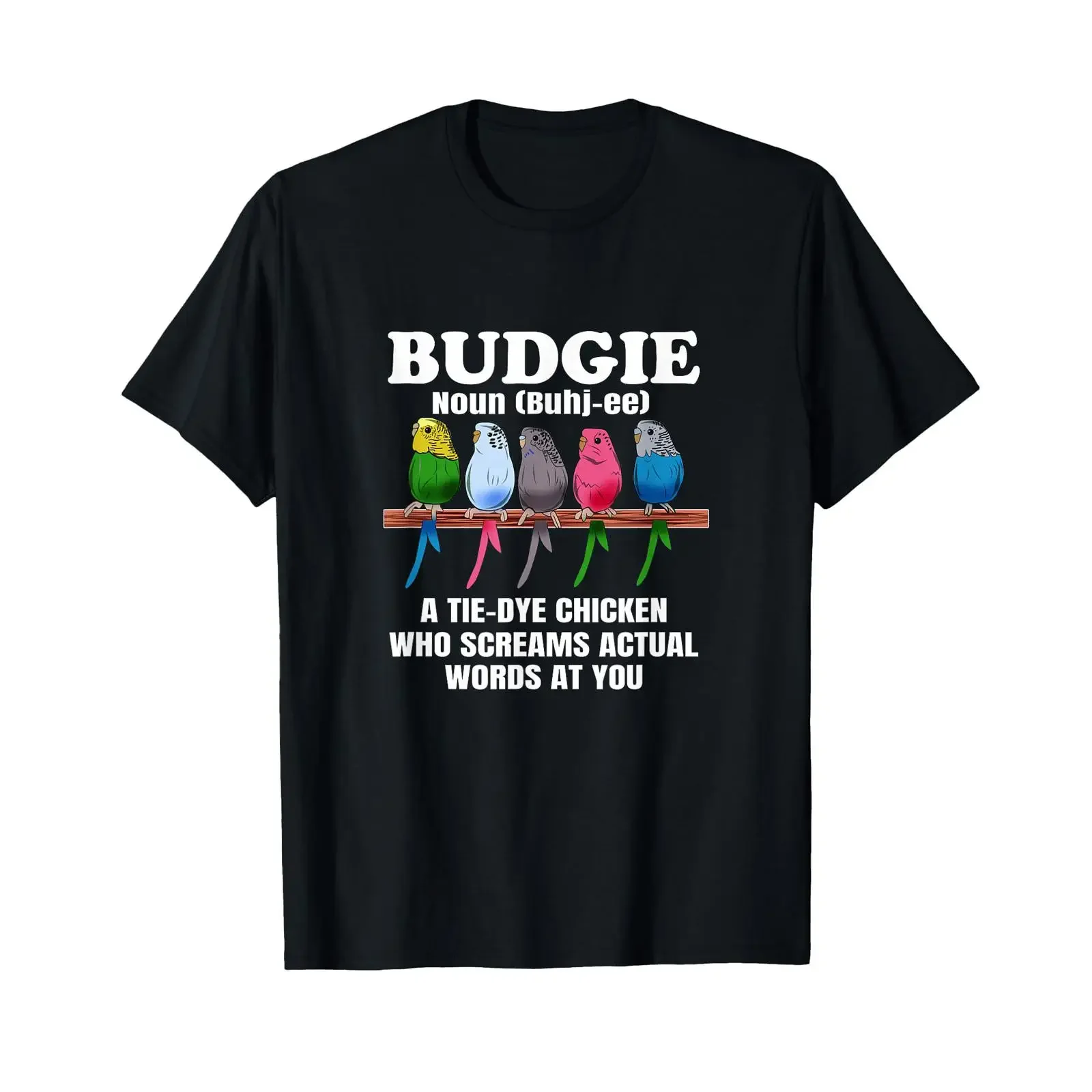 Lustiges T-Shirt mit Motiv „Budgie Pet Bird Parakeet Budgerigar“ im Vintage-Stil, gewaschen, modisch, weich, stilvoll, grafisch, dehnbar, Unisex, Streetwear