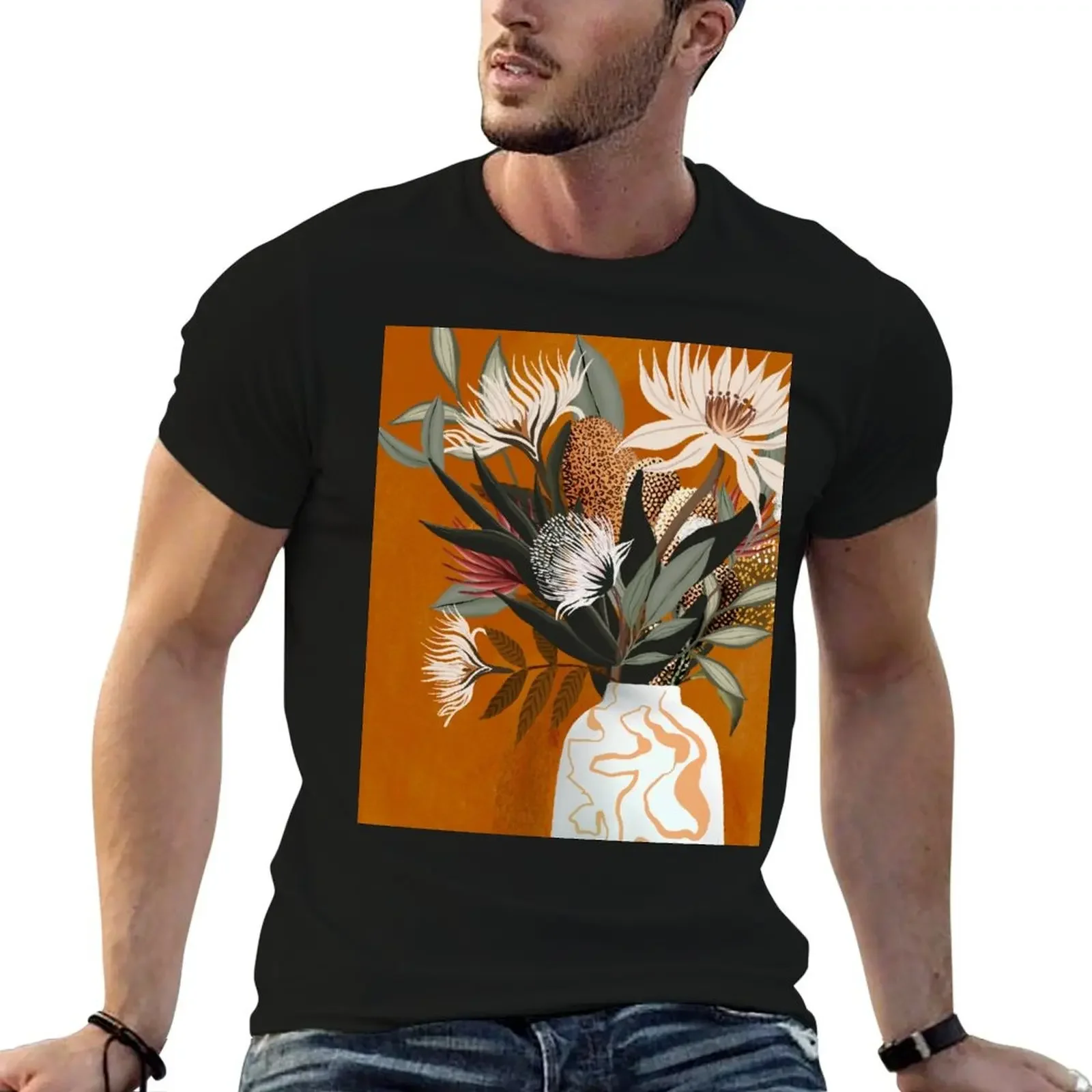 

Australian native flowers on rust, warm colors, nature, neutrals T-Shirt cheap stuff oversized t shirt plain t shirts men