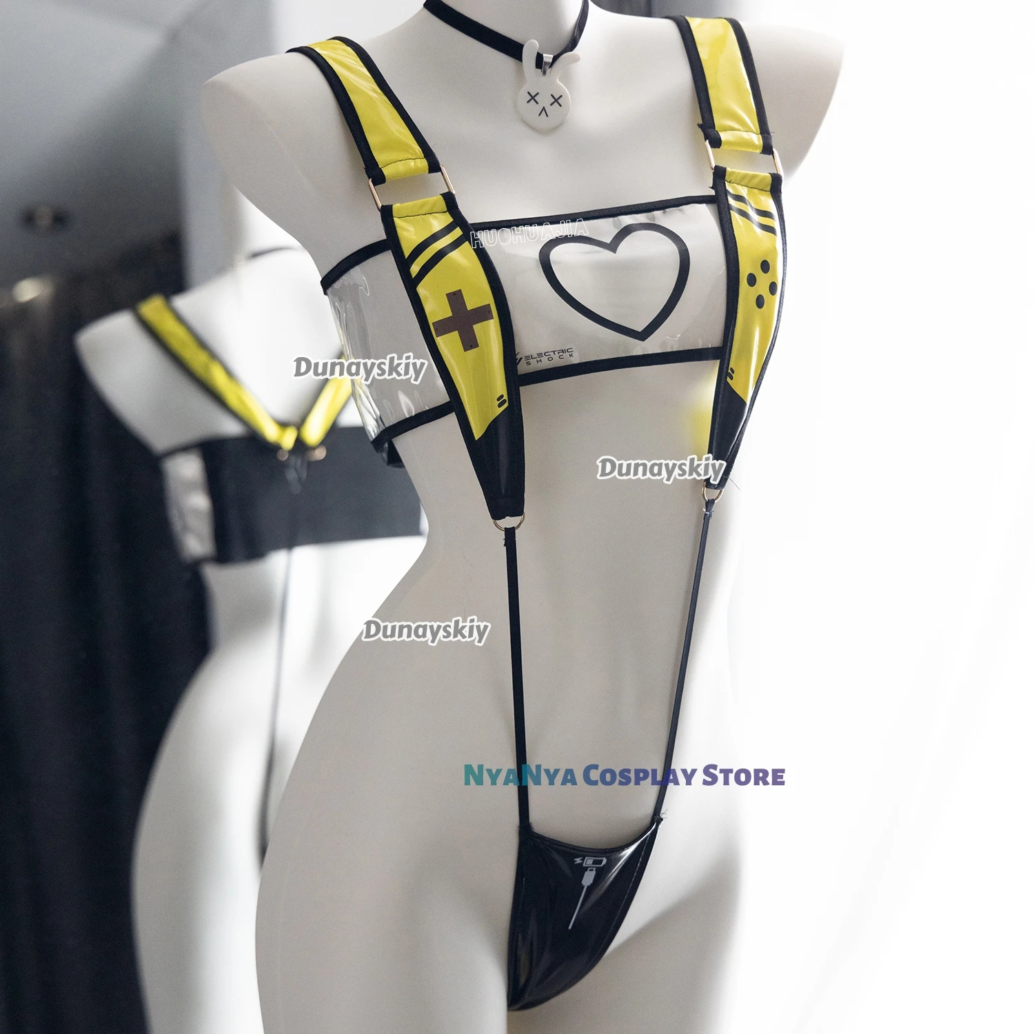 ‌ ‌ ‌   الأرنب فتاة Elegg تأثيري لعبة Nikke disfraz شفافة الطبية أرنب بذلة Eleg الأصفر الصيف ملابس السباحة هالوين