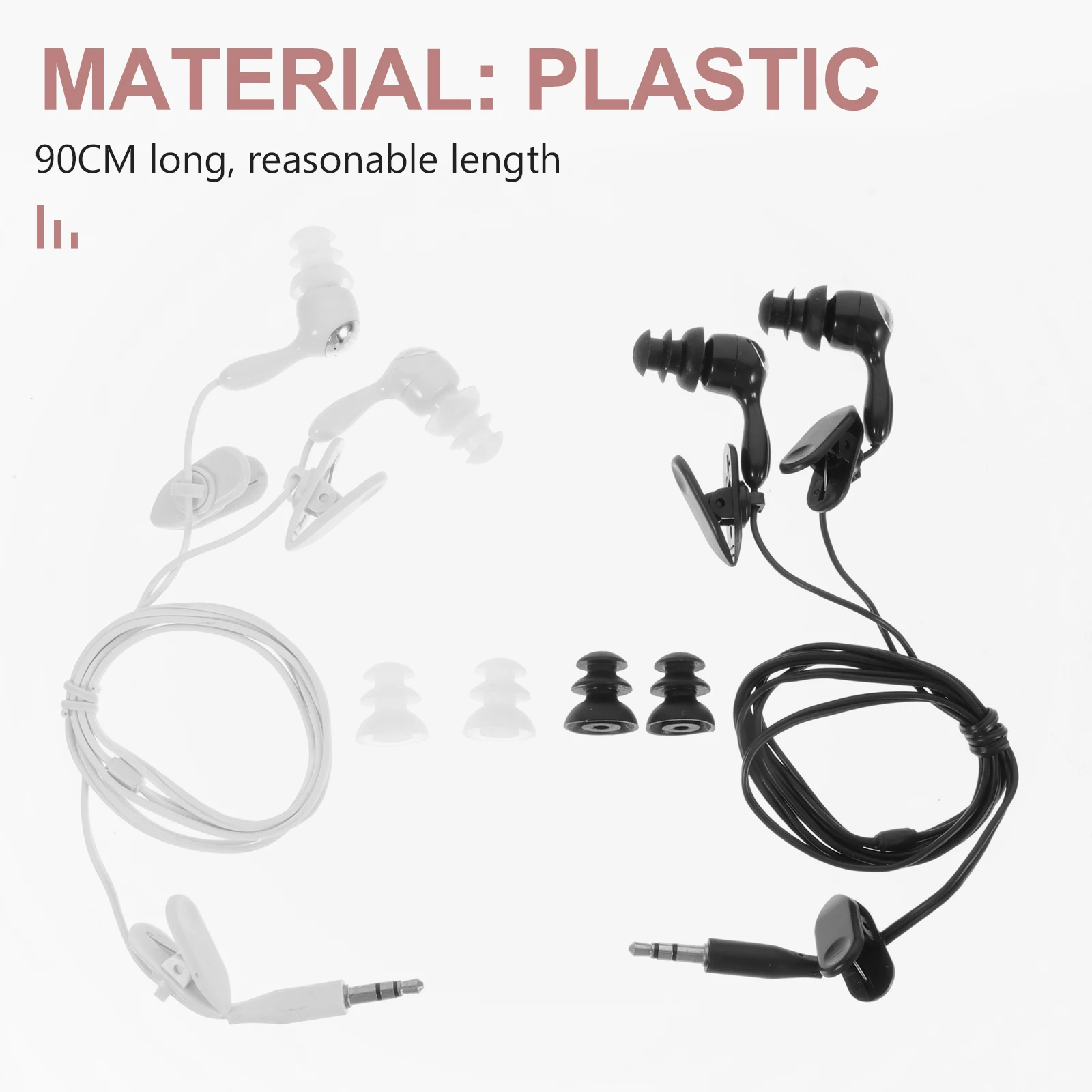 

2pcs Waterproof Earphones In-ear Ergonomic Swimming Diving Shower Music Player Plastic Material Comfortable Fit