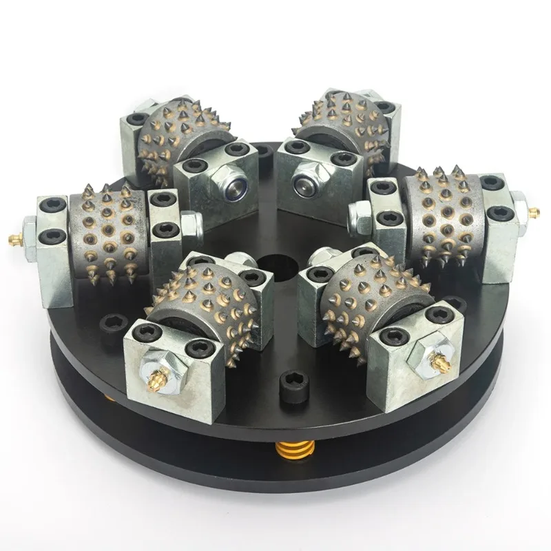 12 Inch 300mm Diamond Abrasive Bush Hammer Single Layer 6 Rollers Rotary Metal Plate for Concrete & Stone Grinding