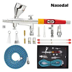 Nasedal-Airbrush Gravidade Dual-ação pistola de pulverização, Airbrush 9cc, pintura maquiagem unhas, tatuagem arte DIY ferramenta, 0.2mm, 0.3mm, 0.5mm