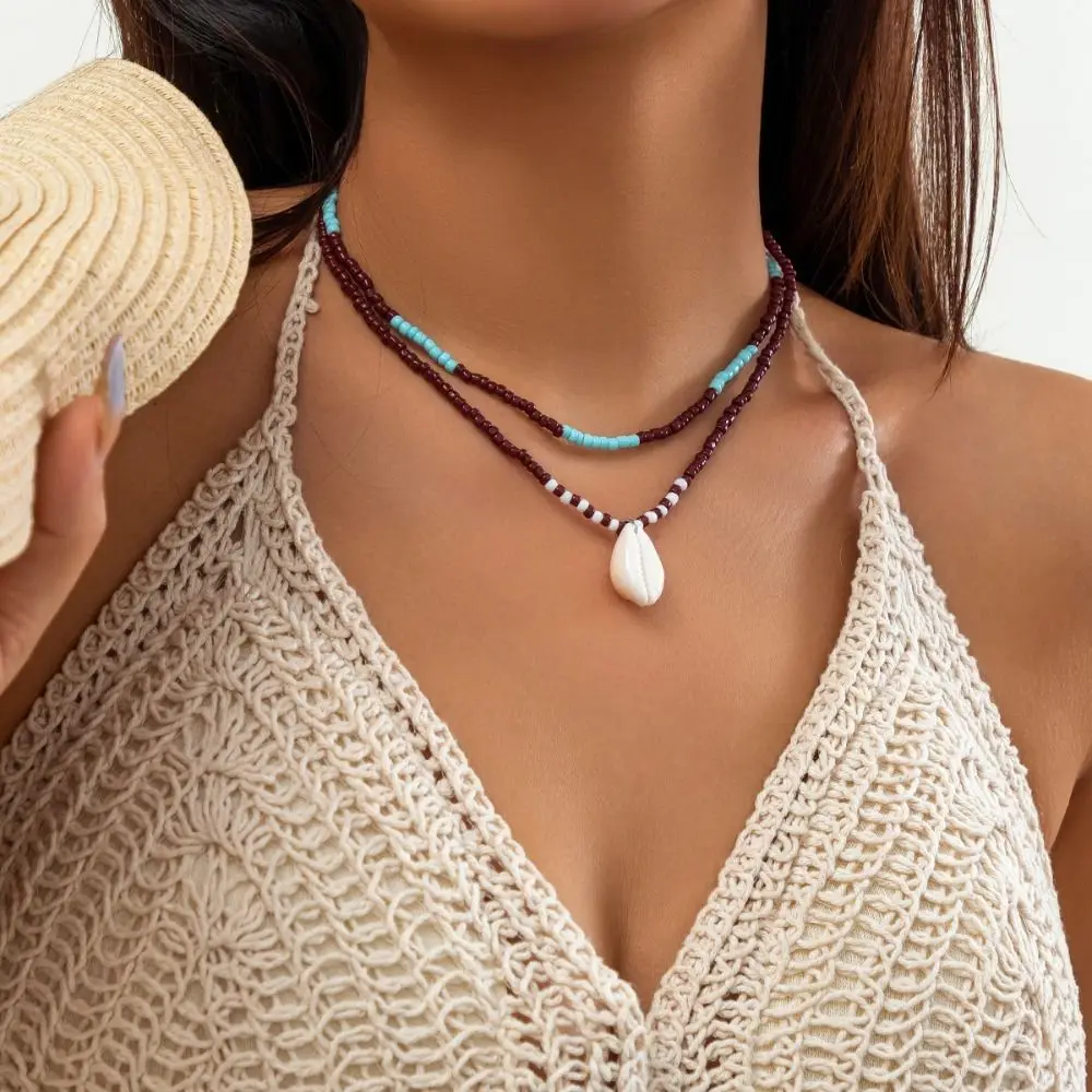 Natural pérola gargantilha com estrela do mar pingente, boho estilo mar tartaruga shell colar, para férias
