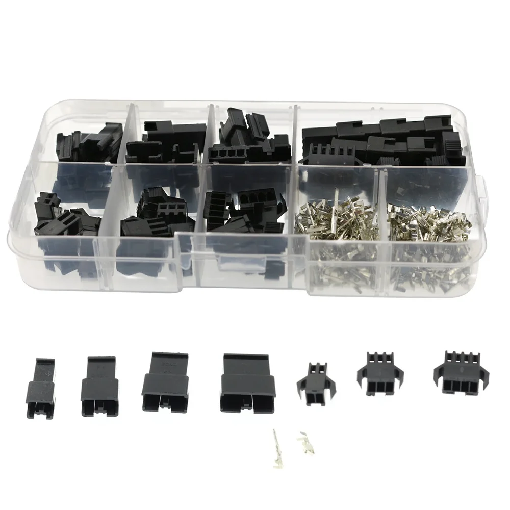 

200Pcs/Box 2.54mm Pitch JST SM 2/3/4/5Pin Dupont Jumper Wire Connector Kit Male/Female Housing Pin Header Crimp Terminal Adapter