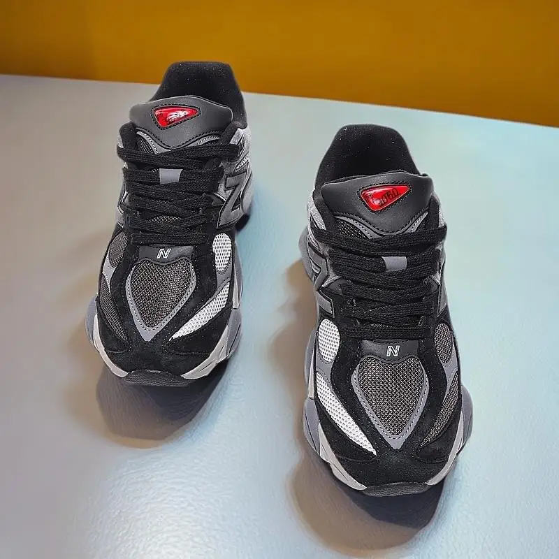 حذاء جري ريترو 9060 للجنسين، نعل مكتنز، خريف وشتاء دافئ، شبكة من جلد الغزال متعددة الاستخدامات