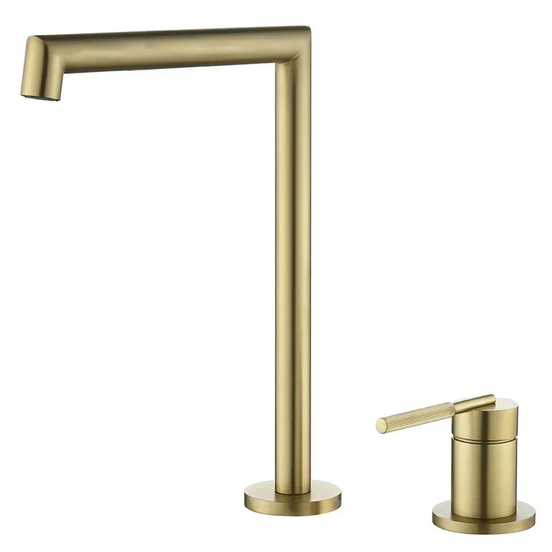 All-copper double-hole split type hot and cold basin faucet bathroom cabinet basin heightened basin faucet FT2509
