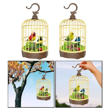 Parrot Cage  Activated  Movements Decor Singing Chirp Parakeet  Swing Toy Singing Bird for Home Desktop baby Children