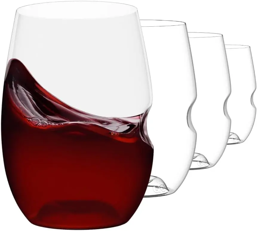 

Unbreakable Stemless Wine Glass – Set of 4, 16oz, Dishwasher Safe, BPA-free Tritan, Clear Stemless Red Wine Glasses, Sh