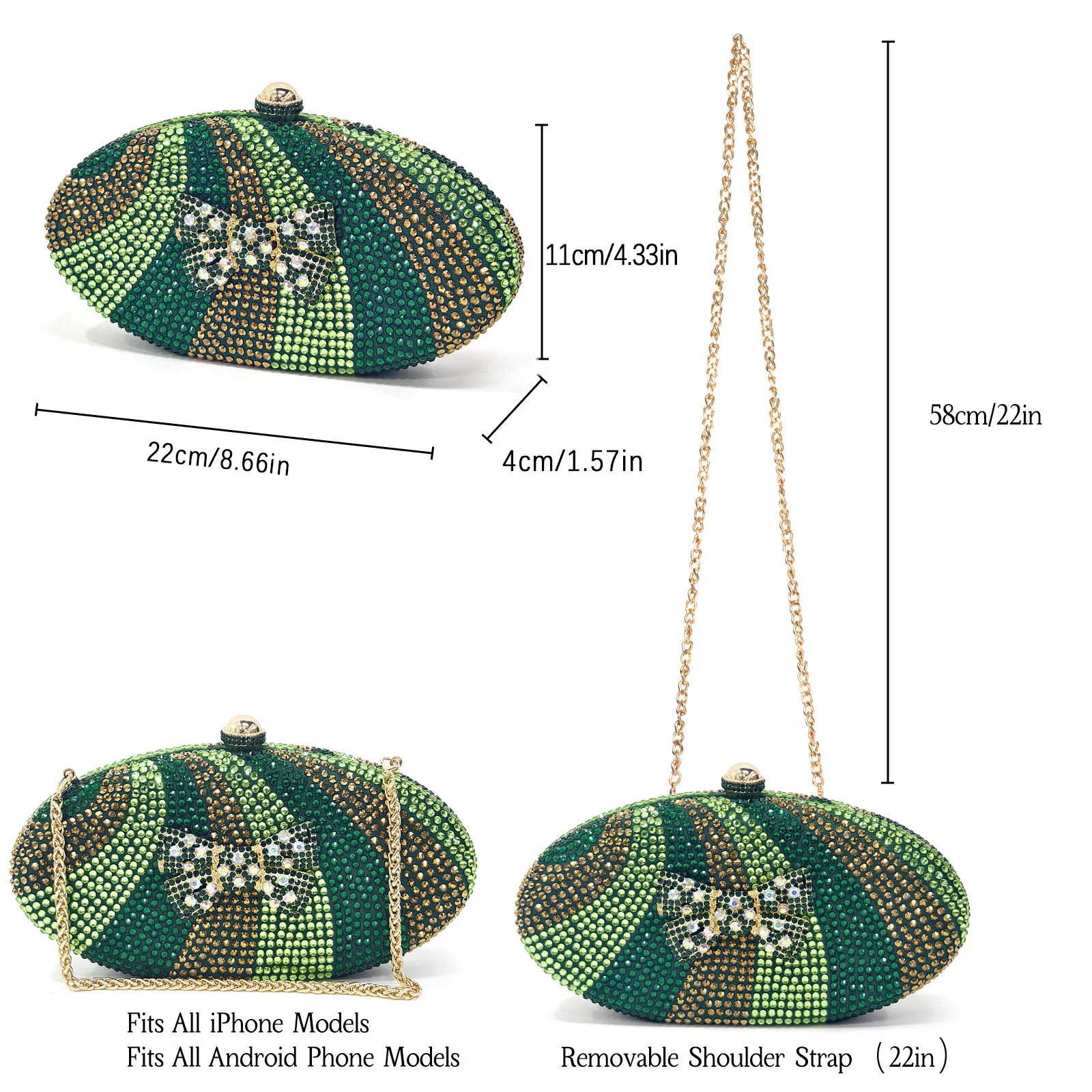 مجموعة كعب عالٍ أنيقة ومزينة بحجر الراين الإيطالي باللون الأخضر بمقدمة مدببة وحقيبة متطابقة للنساء - أحذية فاخرة للحفلات #6