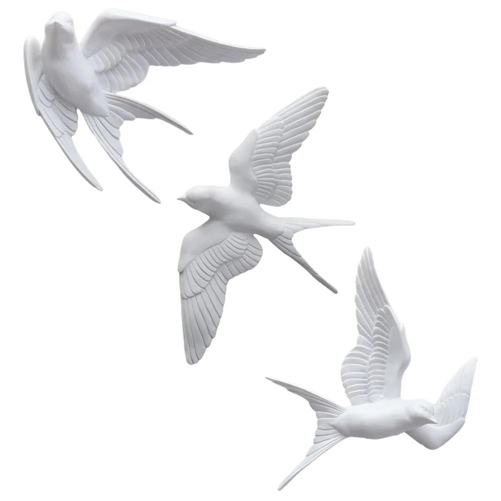 

3Pcs Artistic Swallows Decors Swallows Ornaments Delicate Swallows Models Novelty Swallows Crafts bird wall decor