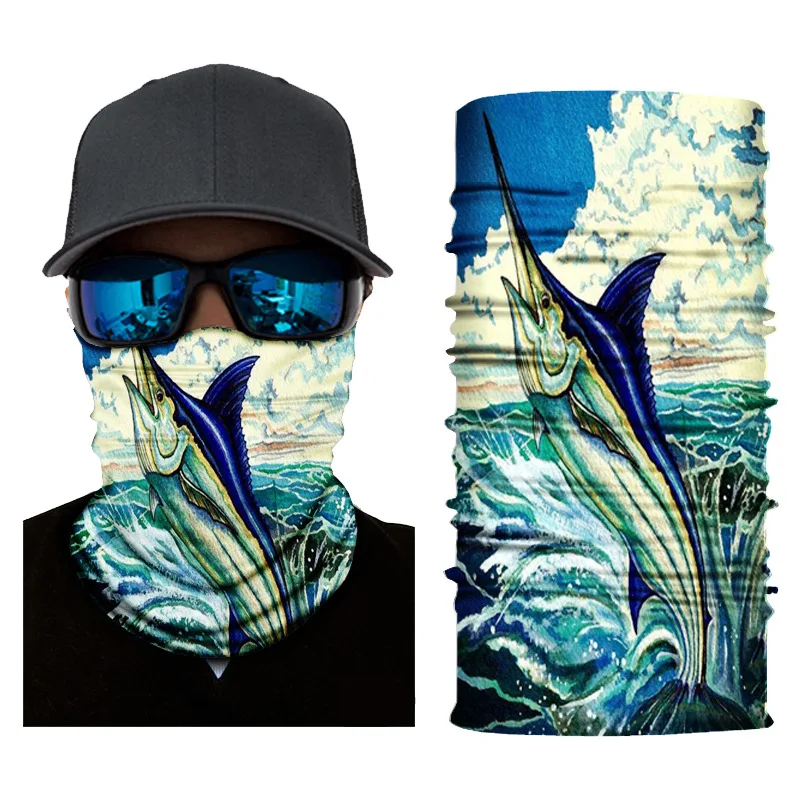 Printed Bandana Magic Cycling Hood Outdoor Sunscreen Mask Fishing Ocean Fish