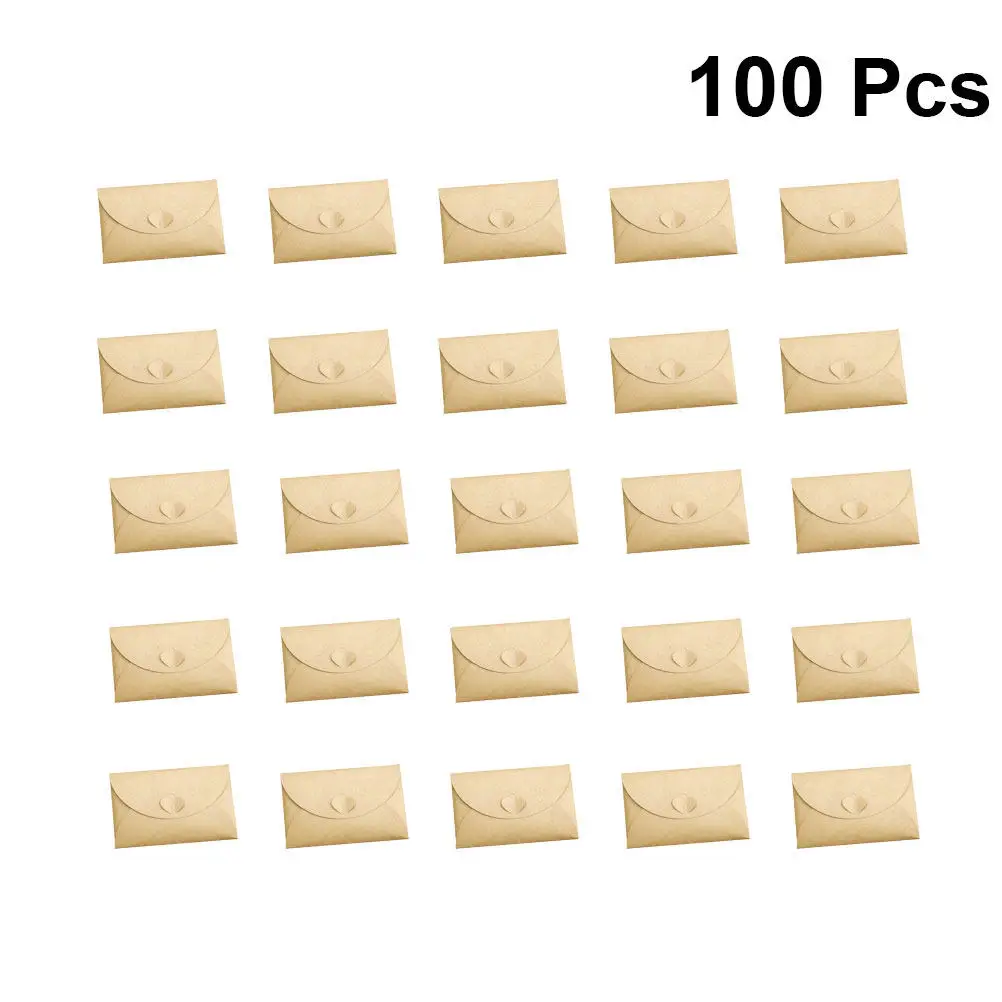 

100 шт. пустых конвертов из крафт-бумаги с дизайном в виде сердца для многоцелевого использования: документов, чеков, визиток, 6x10 см