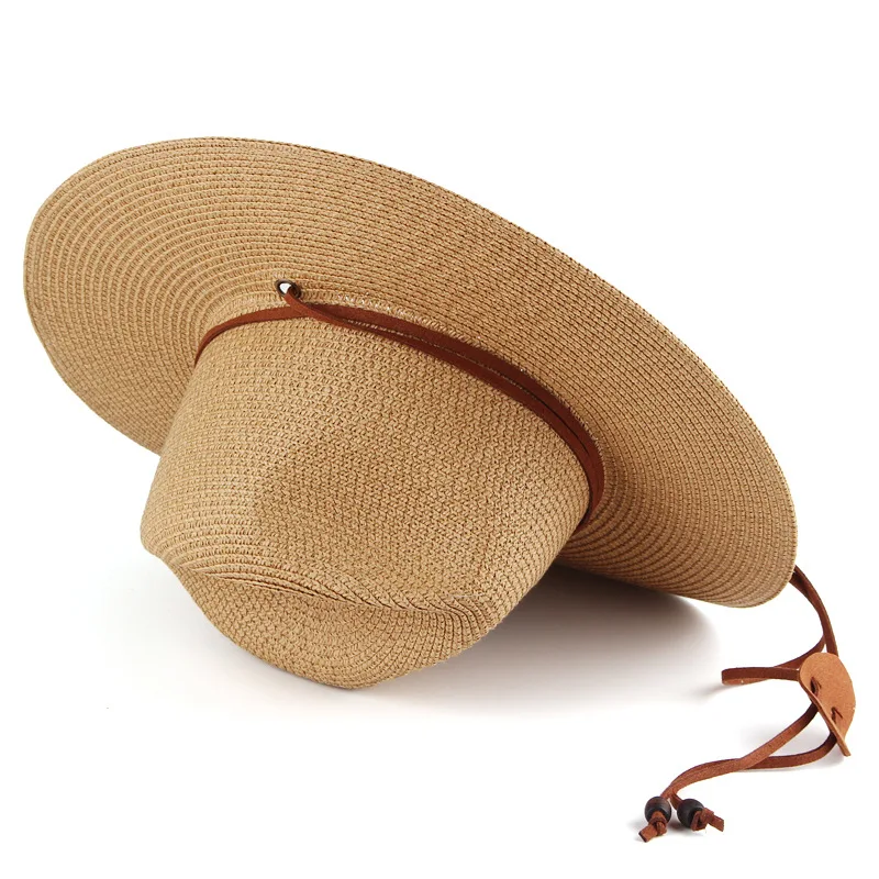 Men\'s Paper Straw Big brim Straw Hat Summer Sunscreen Sunshade Hat Panama Straw Hat Outdoor Travel Sun Hat Hat for Women