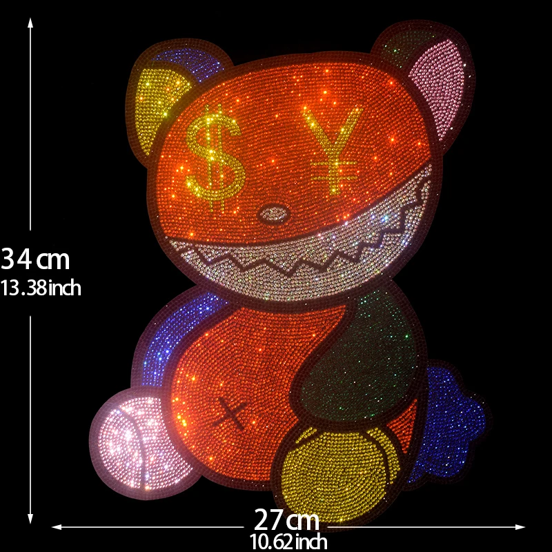 High-quality rhinestone dinosaur pattern, ironed onto T-shirt, denim clothing accessory