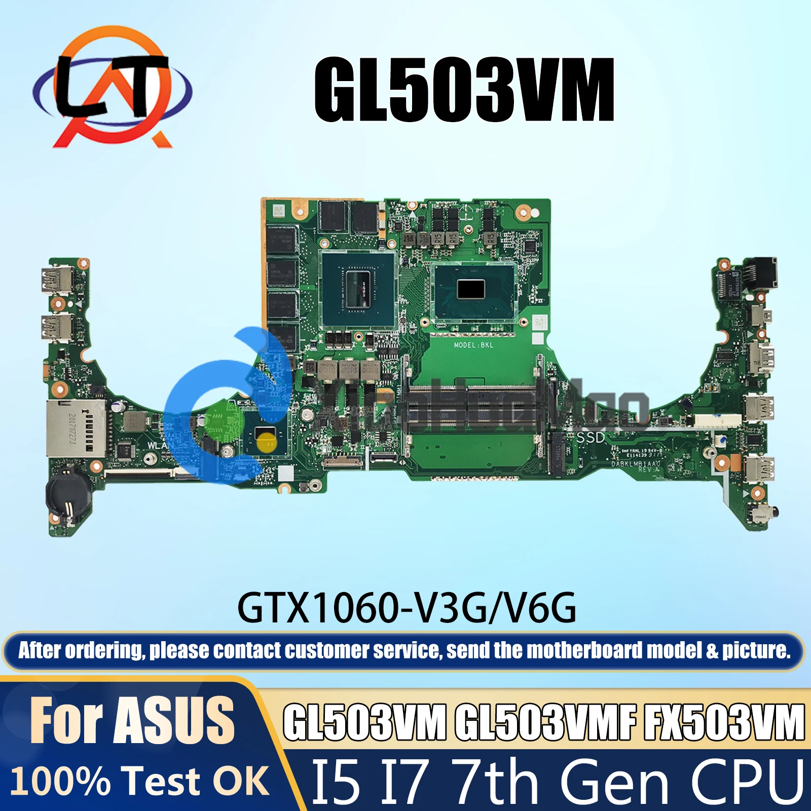 

GL503VM FX503VM S5AM Mainboard For ASUS ROG Strix FX63V GL503VMF Laptop Motherboard with I5 I7 7th Gen CPU GTX1060-V3G/V6G