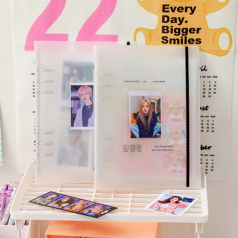 A5 Kpop Photocard Holder Binding Photo Cards Holder in Polaroid Album Book 3 Inches Heart Photo Card School Stationery Binder