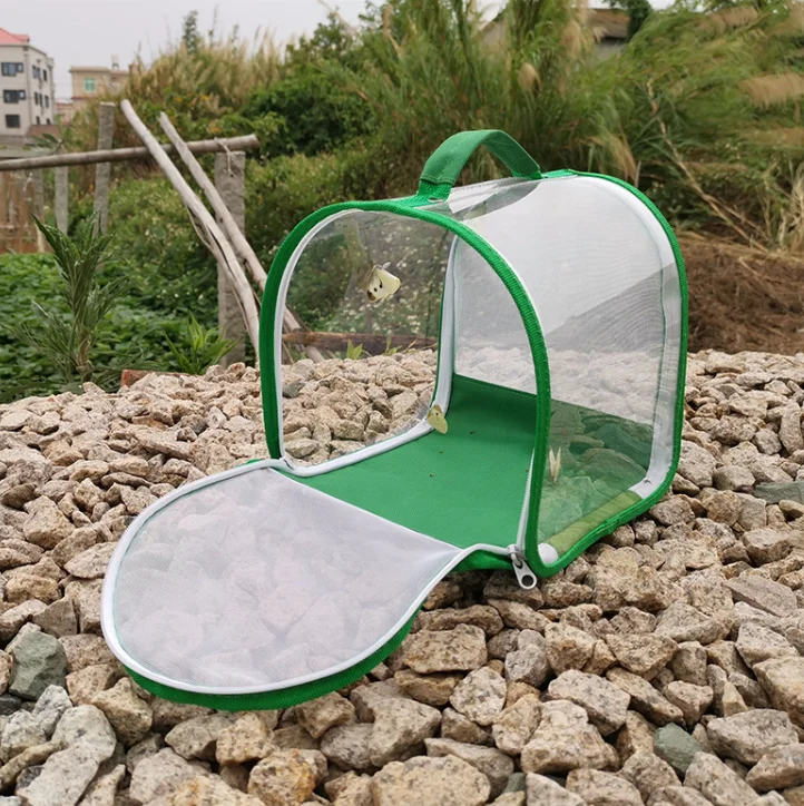

New Design Patent 360 Full Transparent Observation Insect Cage Portable Folding Butterfly Cage Feeding Insect Cage