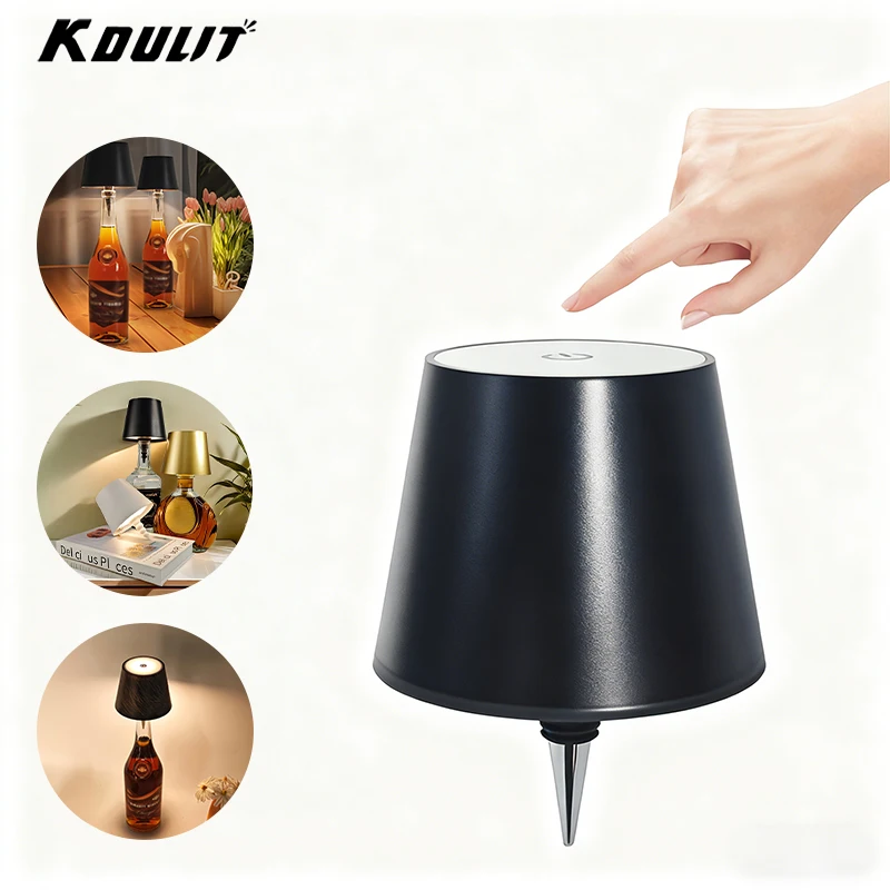 USB LED テーブルランプ、ワインボトルナイトライト、タッチコントロール 3 色 & 調光可能、ホームバーレストランデスク装飾用のムード照明