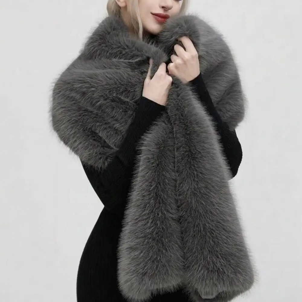 Trendy Faux Rabbit Fur Imitation Mink Fur Scarf Thicken Long Plush Scarf Soft Pure Color Women Winter Scarves Party