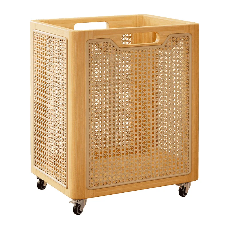 

Solid wood laundry basket Household large-capacity autumn and winter laundry basket Toilet clothes storage Rattan