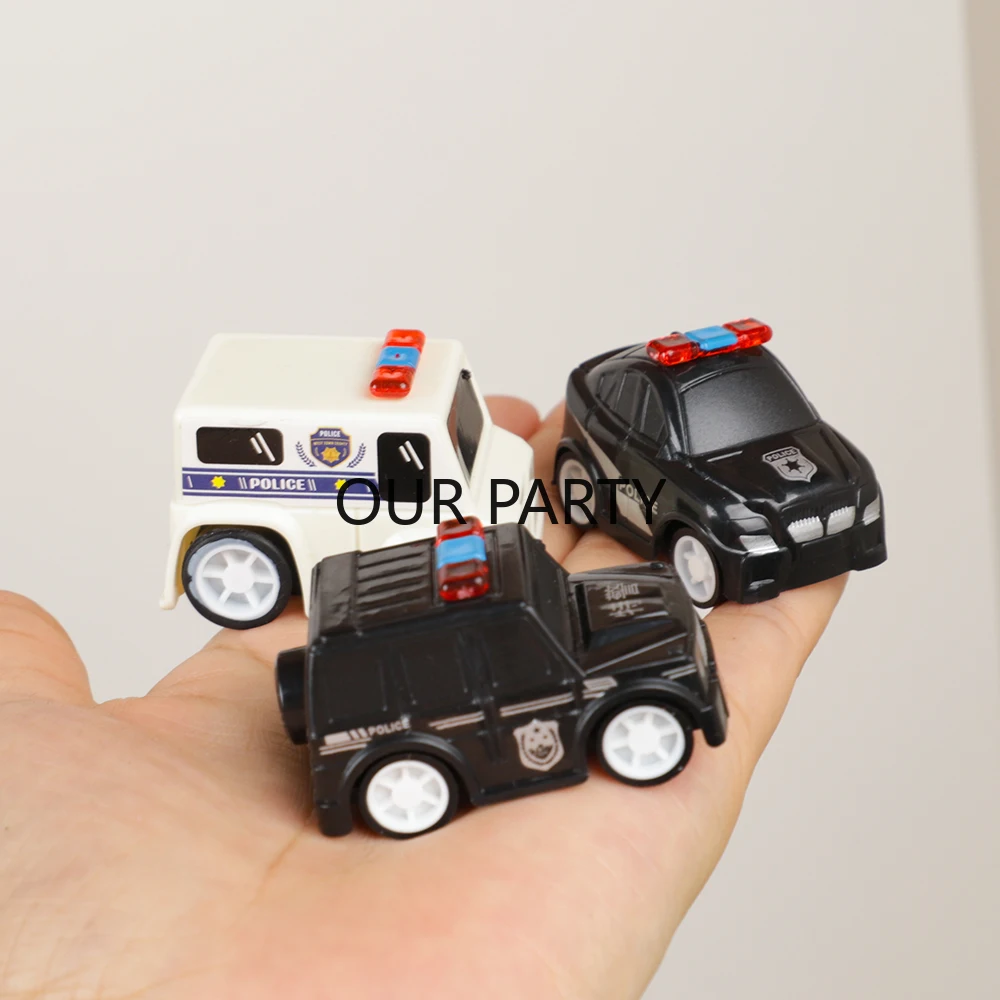 10Pcs Cute Mini Police Ambulance Car Plastic Pull Back Car Toys for Kids Boy Birthday Party Favors Pinata Fillers School Rewards