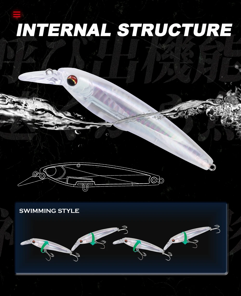 Hunthouse Schwimmender Minnow-Angelköder Kristallprisma-Blitzwobbler Hartköder 100mm/17,5g Künstlicher Hecht Salzwasser-Angelzubehör – Detail 6