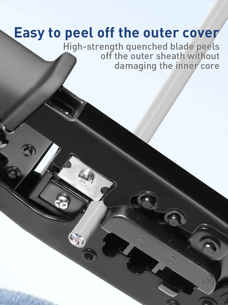ZoeRax RJ45 RJ12 RJ11 Netzwerk-Crimpwerkzeug 8P6P4P Tester mit Abisolier-, Schneid-, Crimp- und Testfunktionen (Batterie nicht enthalten) – Detail 3