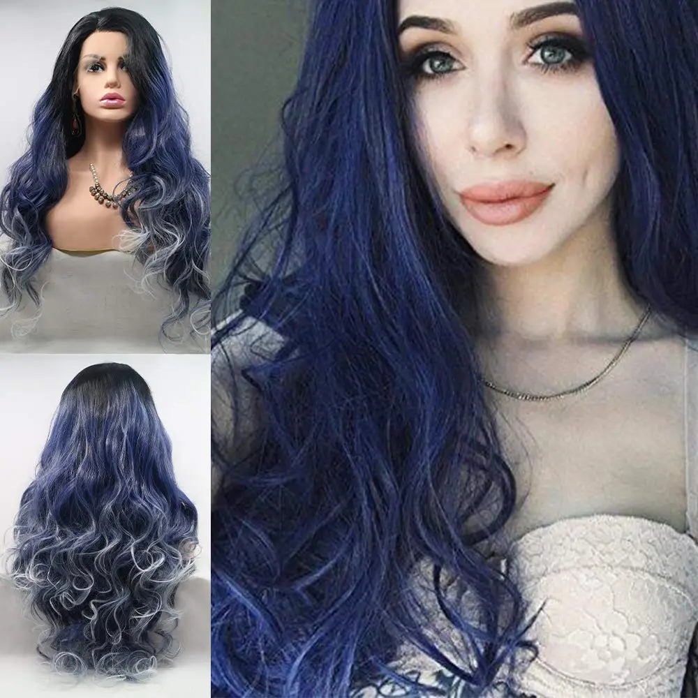 

24 Inches Synthetic Lace Front Wigs Side Part Long Wavy Hairs Heat Resistant Fiber Hair For Women