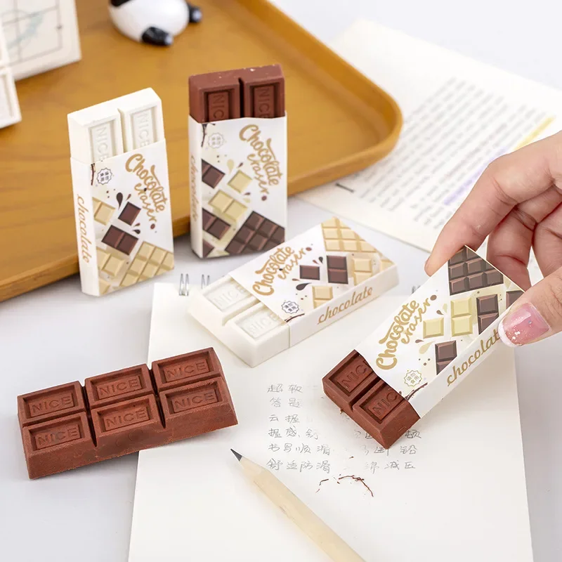 5PCS Creative Black and White Chocolate Erasers for Students Christmas Prizes Souvenirs  Cute Stationery