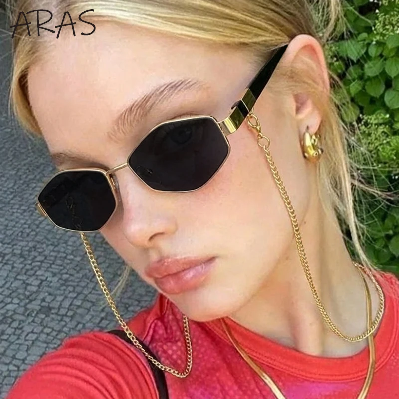 

Fashion Sexy Hexagon Sunglasses Women With Chain 2026 Luxury Brand Outdoor Travelling UV400 Sun Glasses For Lady Punk Eyewear