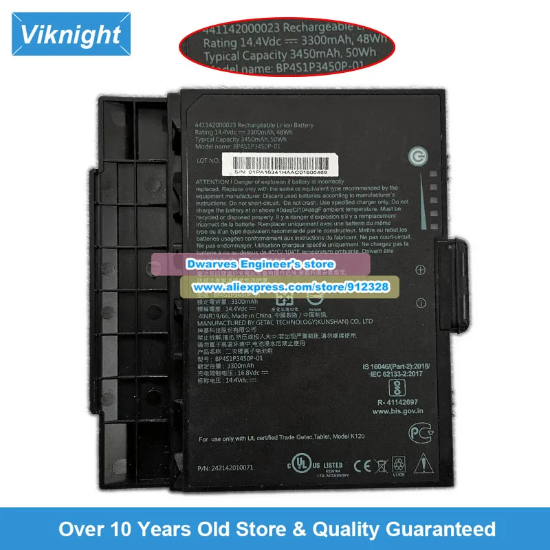

Genuine BP4S1P3450P-01 Battery 14.4V 3450mAh for Getac K120 Laptop Battery 441142000004 BP4S1P3450P01 441142000023