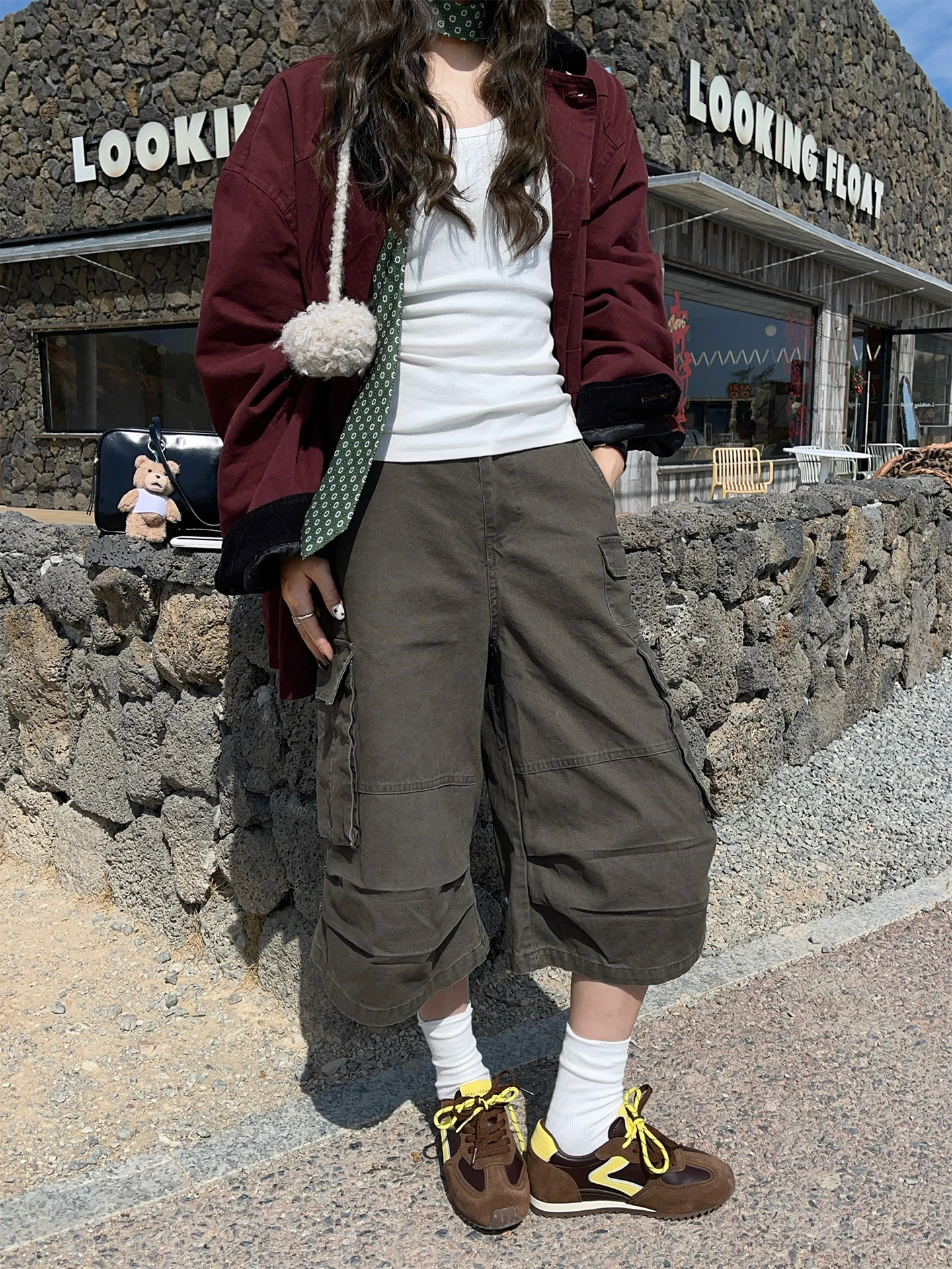 

Повседневные брюки-карго в стиле милитари с плиссировкой, широкими штанинами и свободным кроем, длиной до колена, для мужчин и женщин