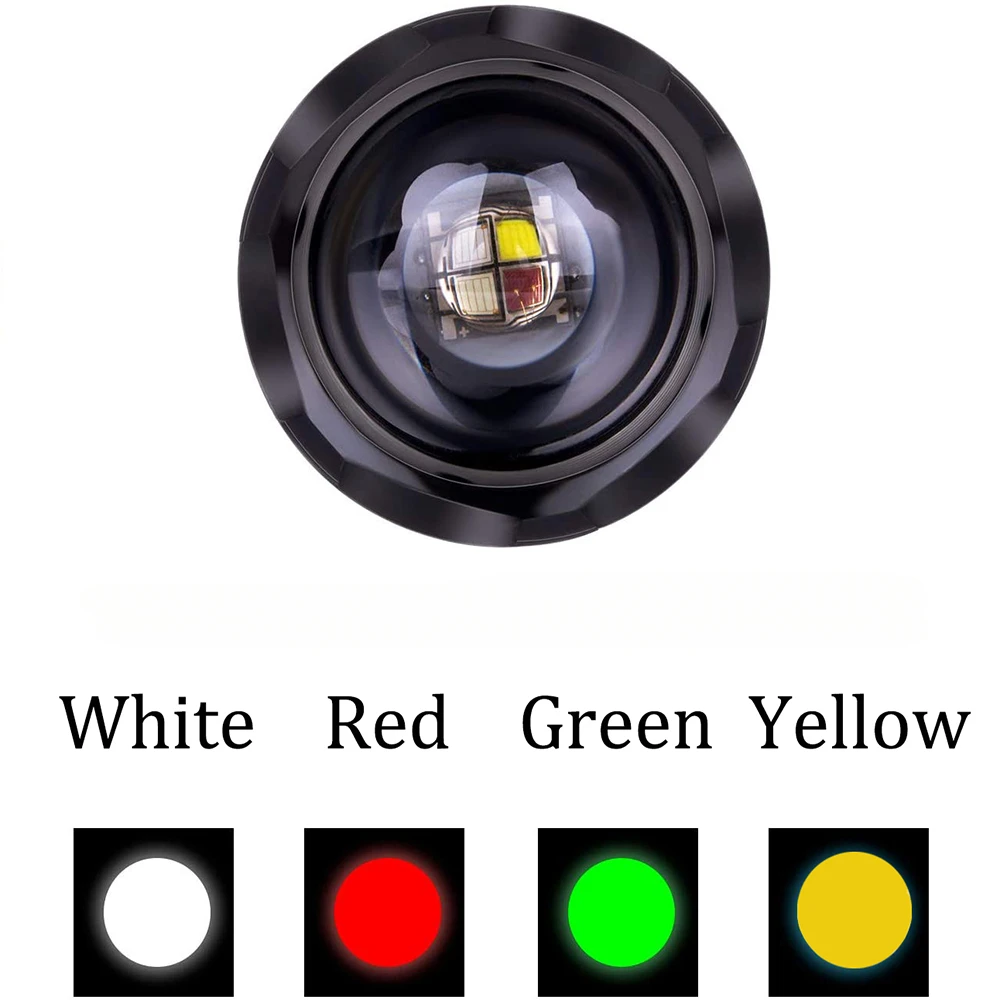 4 Color LED Flashlight Multicolor 100000LM Waterproof Magnetic Powerful Torch 9 Modes White Red Green Blue Light Hunting Fishing