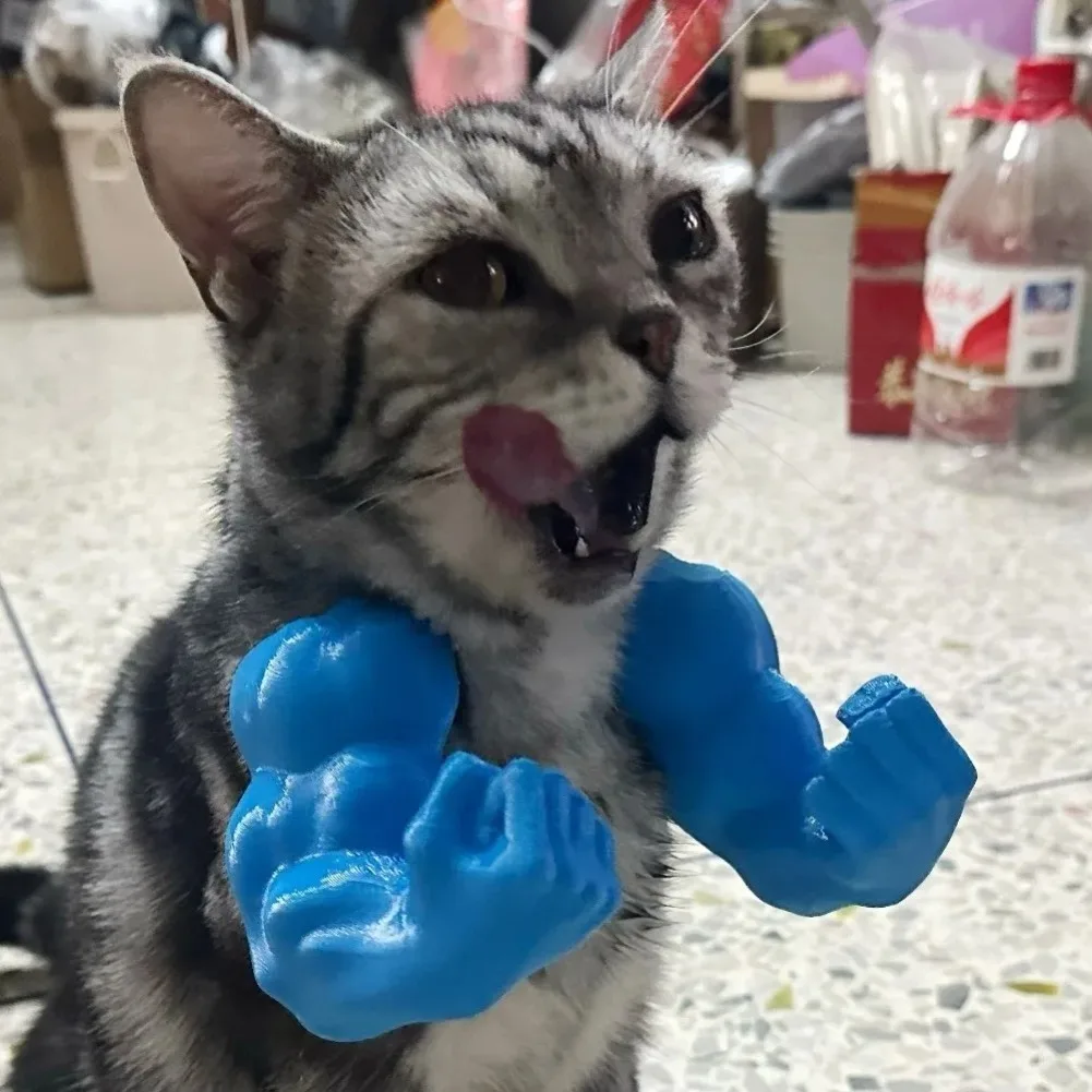 Funny Cat Muscle Arm Collar 3D Printed Cosplay Pet Neck Hanging Props Kitten Costume Dog Toys Party Halloween Accessories Things view 5