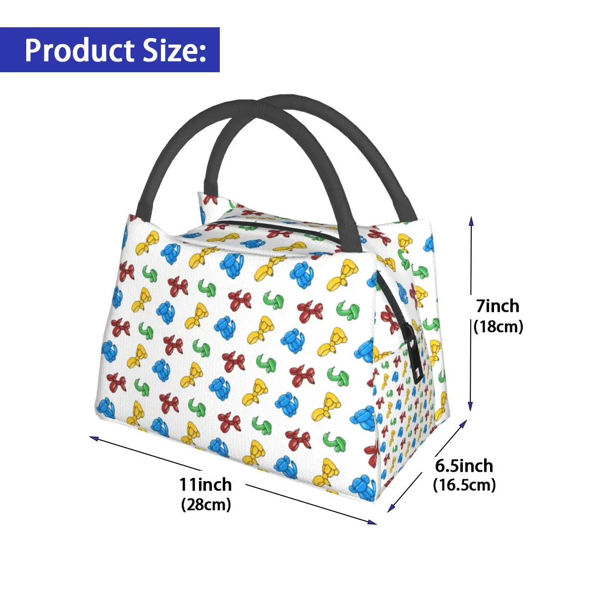 Bright Balloon Lunch Bag For Women Fun Animals Print Graphic Lunch Box Fun Picnic Cooler Bag Portable Zipper Thermal Lunch Bags