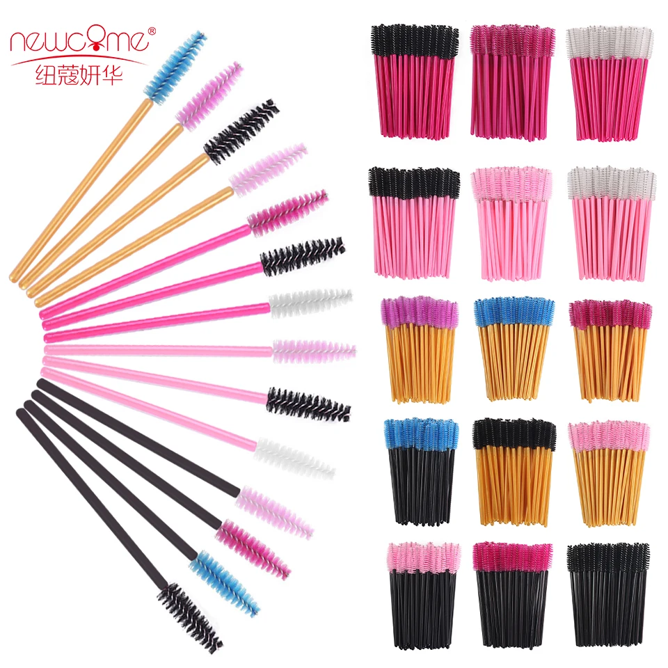 50/100 Uds cepillo de pestañas desechable profesional varitas para rímel aplicador carretes pestañas juego de brochas cosméticas herramienta de maquillaje