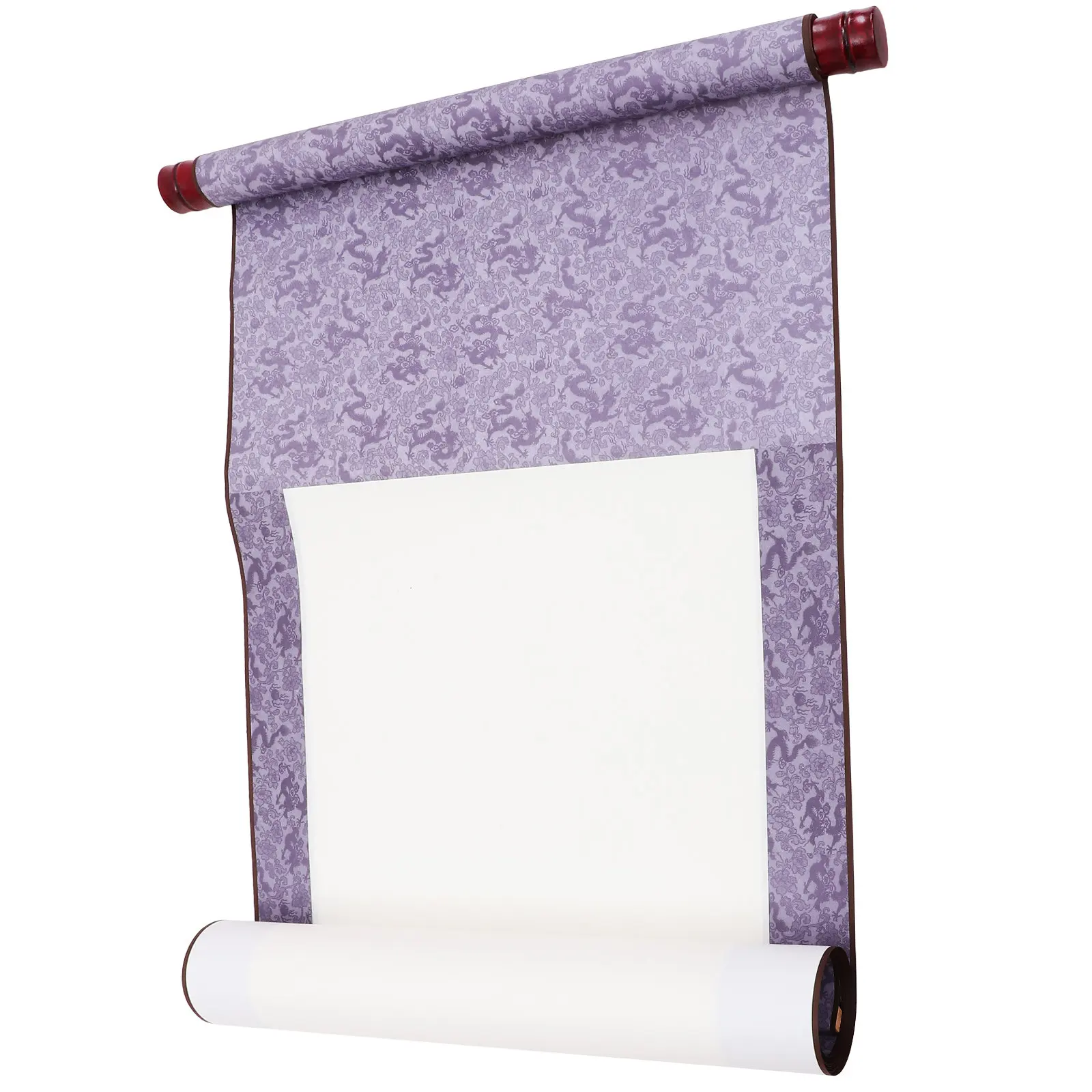 Chinese Calligraphy Blank Scroll Made of Premium Xuan Paper with Wooden Rods Rollable Lightweight for Brush Writing Painting