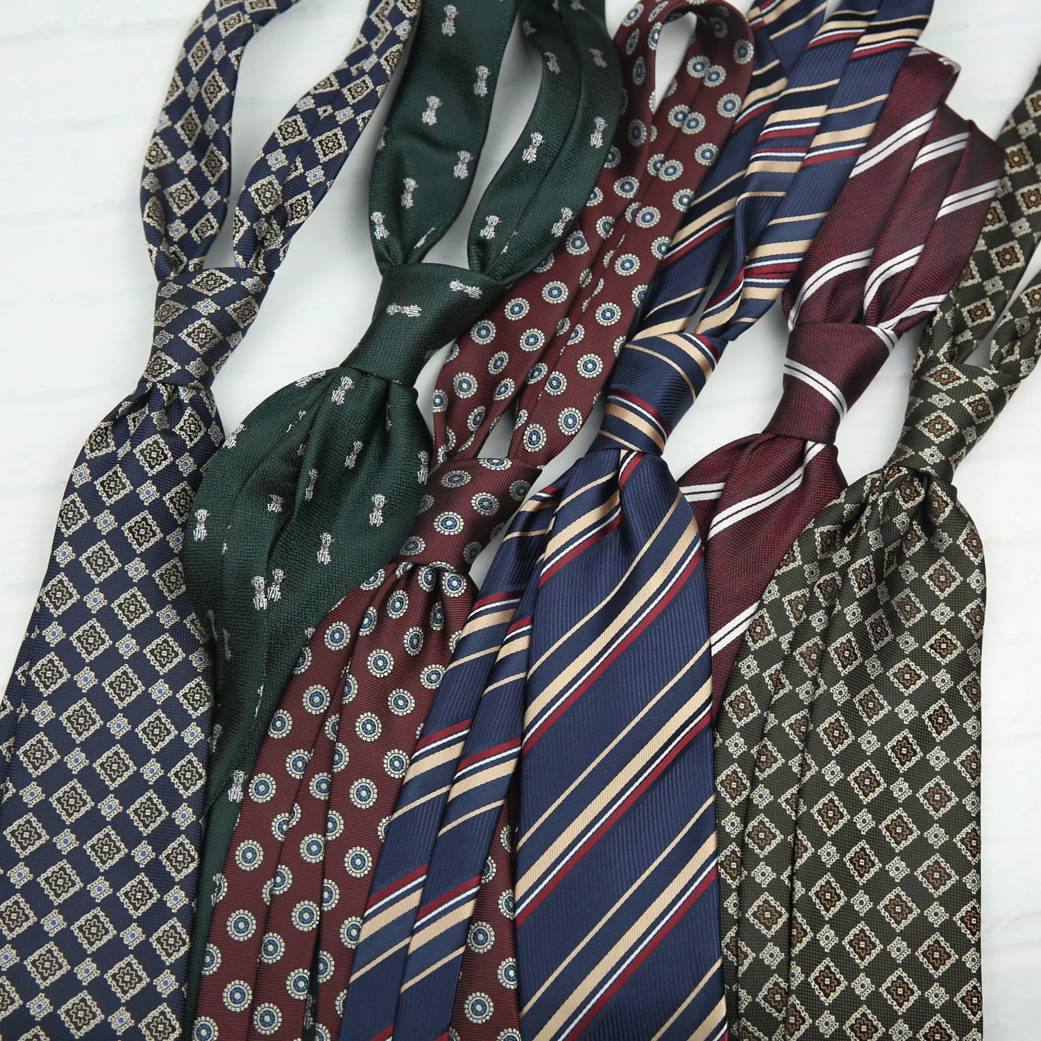 2026 New Summer Brown Block Polka Dot Neck Ties For Men Luxury Polyester Navy Red White Striped Necktie 8cm Wedding Groom Cravat