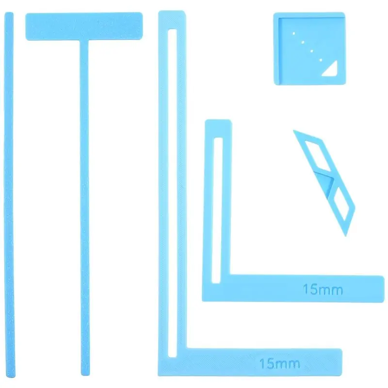 Easy Scrapbooking Tools Kit 6PCS Book Binding Tool(L Ruler+ T Ruler+ I Ruler+ Corner Miter+ Eyelet Guiding) Blue