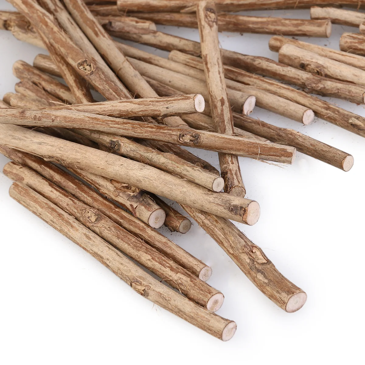

100pcs 10CM Long 0.5-0.8CM in Diameter Tea Tree Wood Log Sticks for DIY Crafts Photo Props (Wood Color)