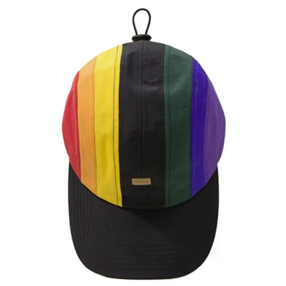 

Color Matching Rainbow Baseball Caps Adjustable Drawstring Snapback Cap UV Protection Casual Men Sun Hats Outdoor Sports