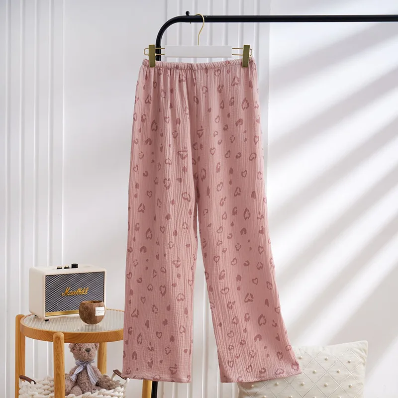 Autumn New Floral Print Pajamas Pants For Women Bottoms Cotton Casual Comfortable Loose Home Trousers Elastic Pants Rome Wear