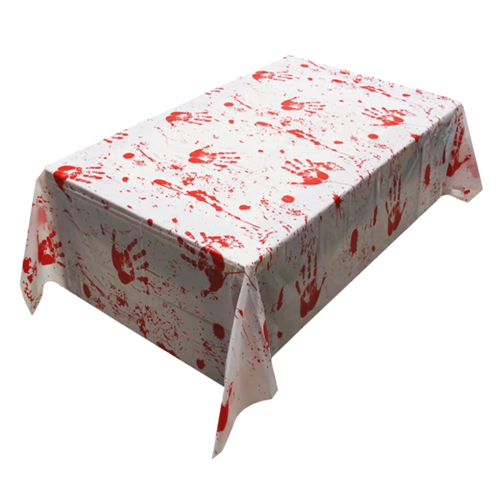 

Bloody Handprint Tablecloth Rectangle Fitted Waterproof Halloween Decor Cover Decorations Festival Pvc Party Dinner