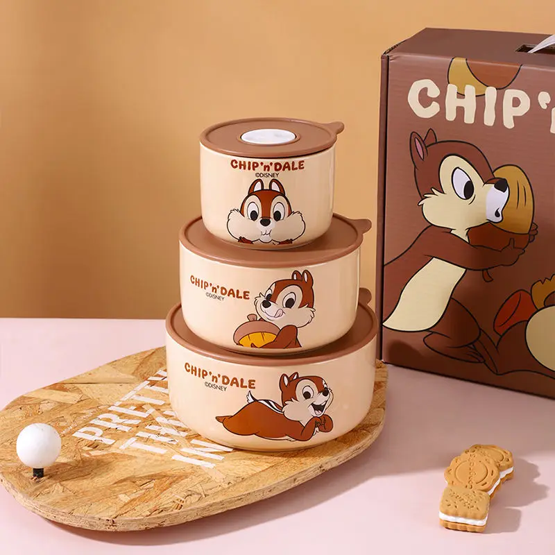 Disney Chip Dale Fashionable Cute Creative Cartoon Pattern High Temperature Resistant Ceramic Large Capacity Fresh Lunch Box