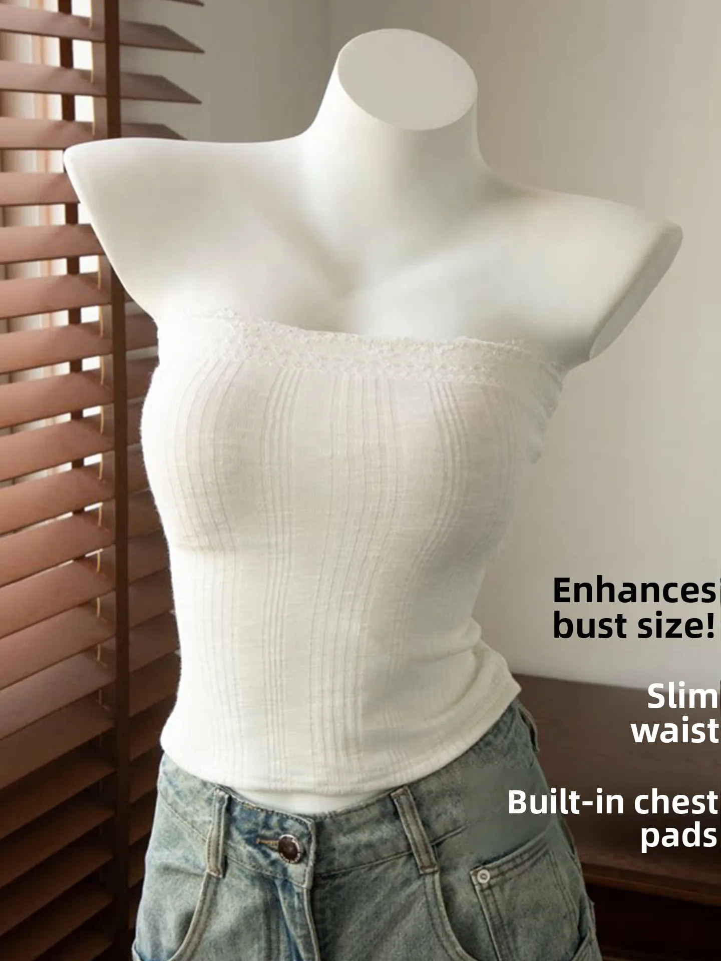 Women's Summer Cartoon Strapless Vest Top Inner Wear Breast Pad Small Chest Appears Large Base Layer Wrap Chest Beautiful Bac...