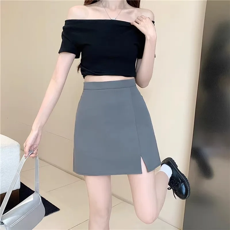 Black High Waist Mini Skirt 2026 New Style Sexy Short Bounce Polyester Fabric Zipper Closure Casual Wear for Young Women