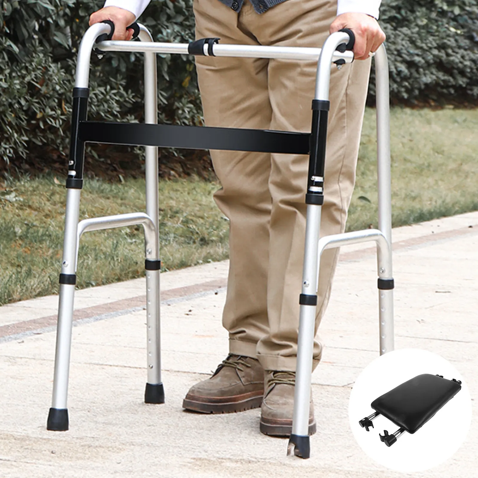 

Aluminum Alloy Walker Reversible Seat Lightweight Support Bath Board Replacement Walker Accessory Shower Seat for Stable Walking