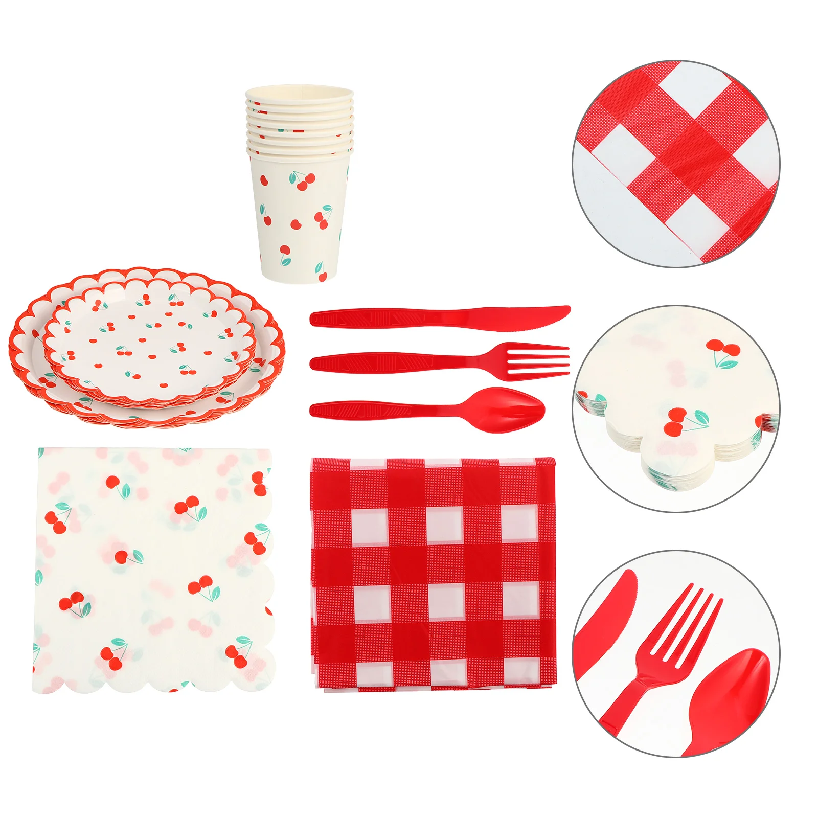 Party Strawberry Paper Pallet Baby Shower Tableware Cherry Plates Cups Serving Utensils Dinnerware Fruit